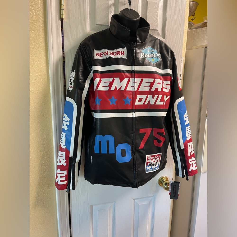 NWT! Members Only Bomber Jacket Moto Full Zip Lined Coat Size S